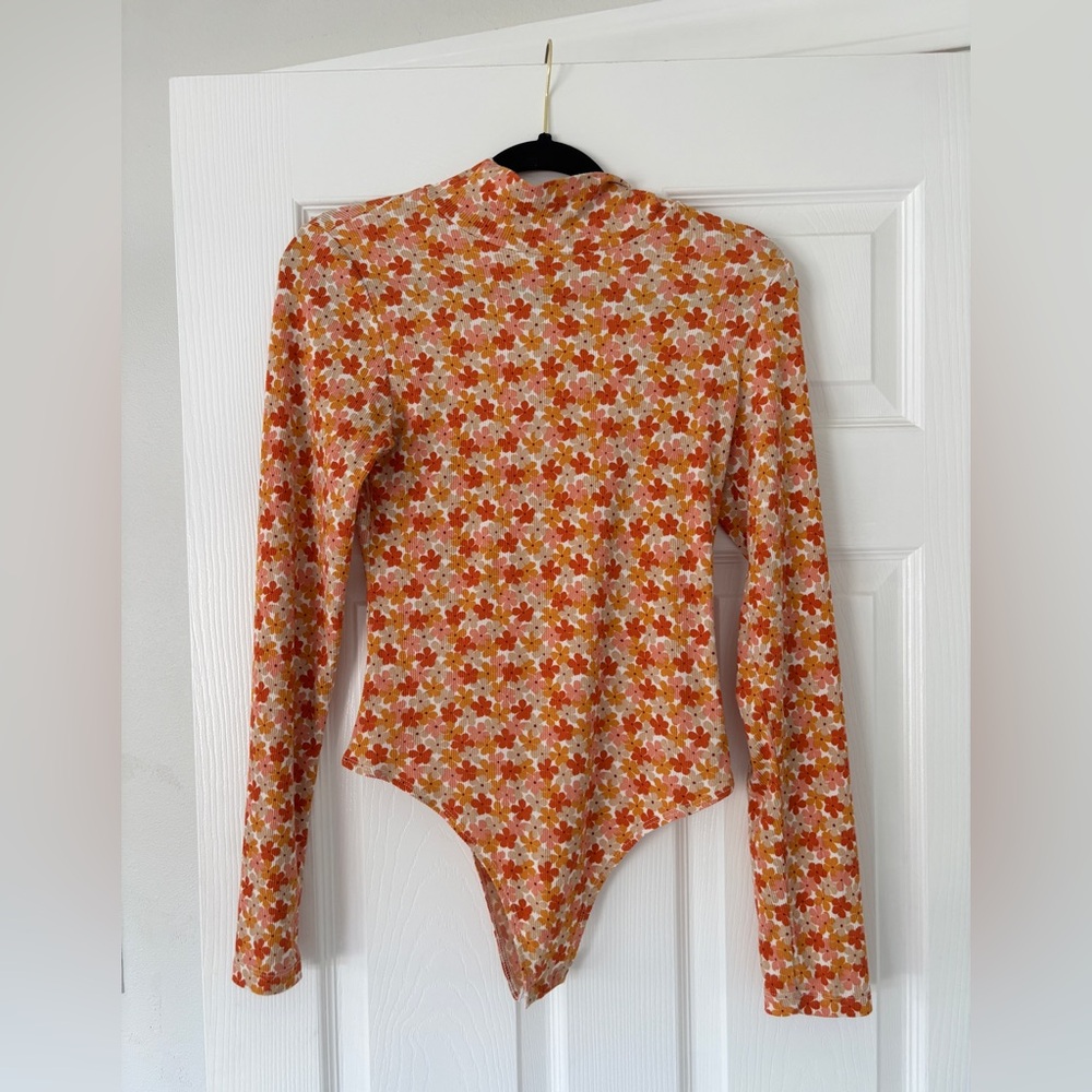 Promesa Orange and tan Floral Bodysuit